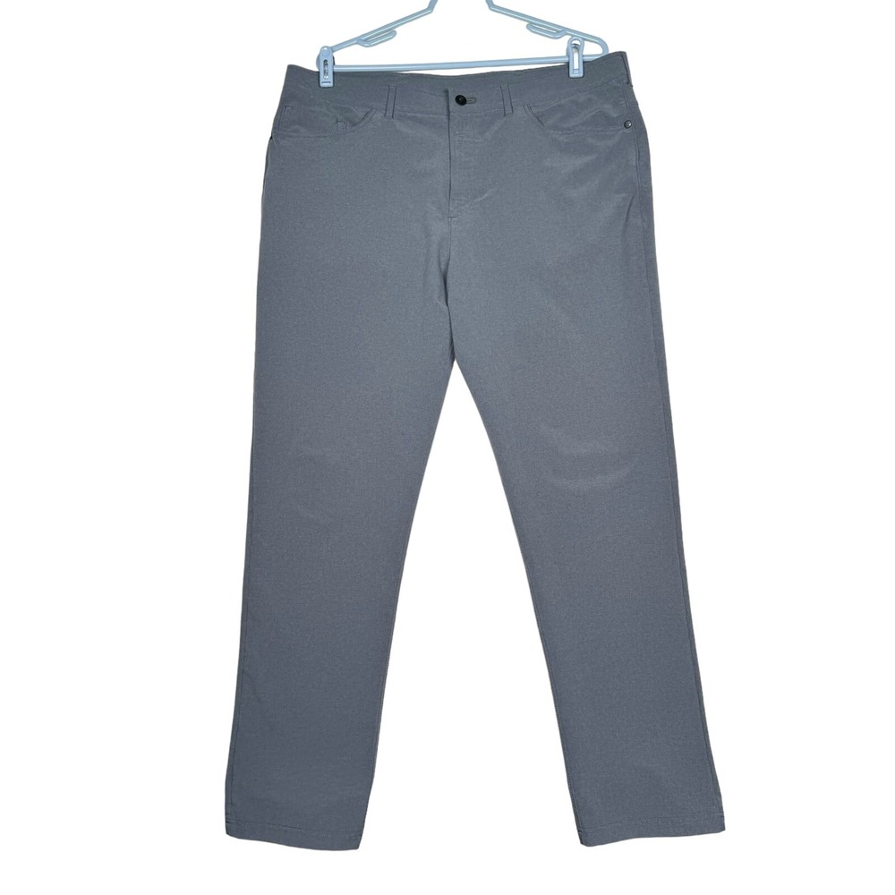 Public Rec Workday Pants Mens 40x32 Gray Solid Straight Leg Stretch Flat Front